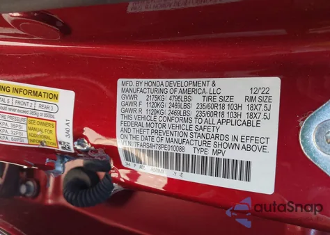 2023 Honda Cr-V Ex-L Awd из США, поврежденный, VIN 7FARS4H78PE010088